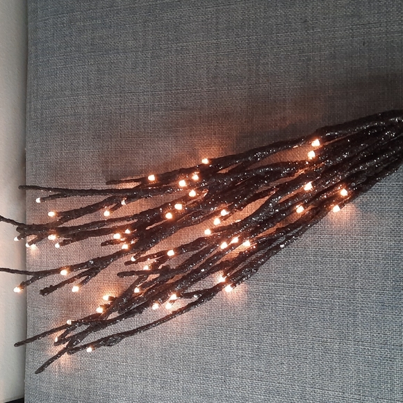 Black Glitter Halloween Twig Light Lighted Branches Stem Electric Cord Indoor - Picture 1 of 5